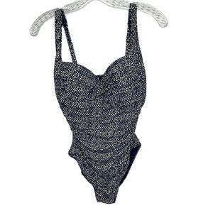 Bond-Eye Australia Nip Tuck Tummy Control Navy/Gold Bathing Suit. Size 12.